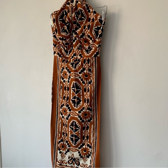 Sezane Jarred Yoana Cotton Halter Slit Print Midi Dress - Picture 4 of 15